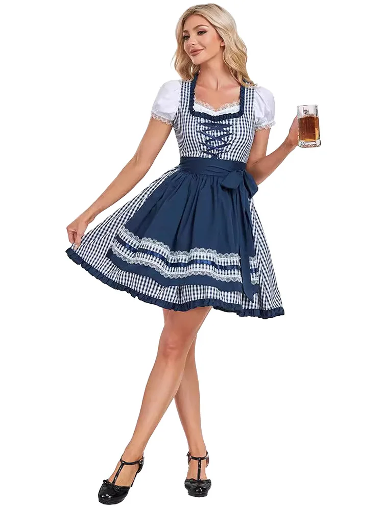 Traditional Oktoberfest Women Apron Floret Dirndl Dress German Beer Wench Dress Bavarian Traditional Oktoberfest Costume