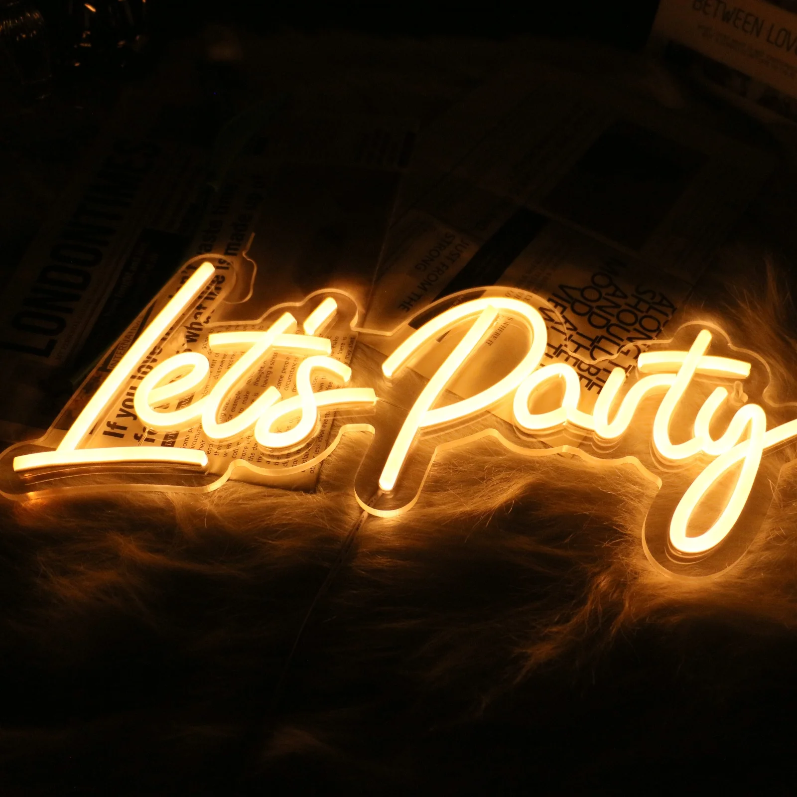 UponRay Lets Party Neon Sign LED Lamps Garden Birthday Bar Club Pub Prom Party Aesthetic Art Wall Decor Gift USB Lamps