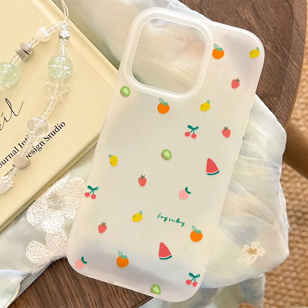 Cute Cartoon Fruit Watermelon Clear Frosted Shockproof Phone Case for IPhone 17 16E 16 15 14 Plus 13 12 11 Air Plus Pro X XR Max #1
