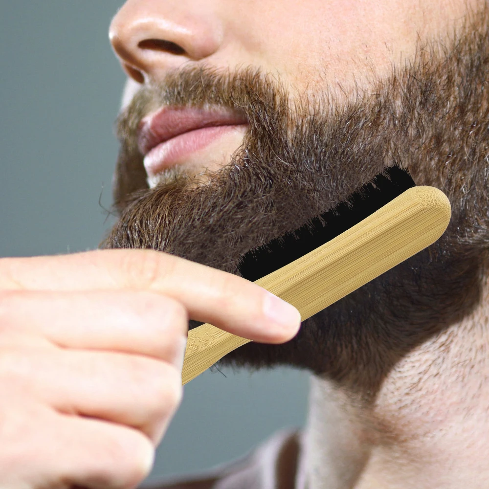 Cepillo plumero de pelo suave con mango de madera para salón de barbería, superficie curva, elimina el cabello del cuello, herramienta de peinado profesional, peine Retro