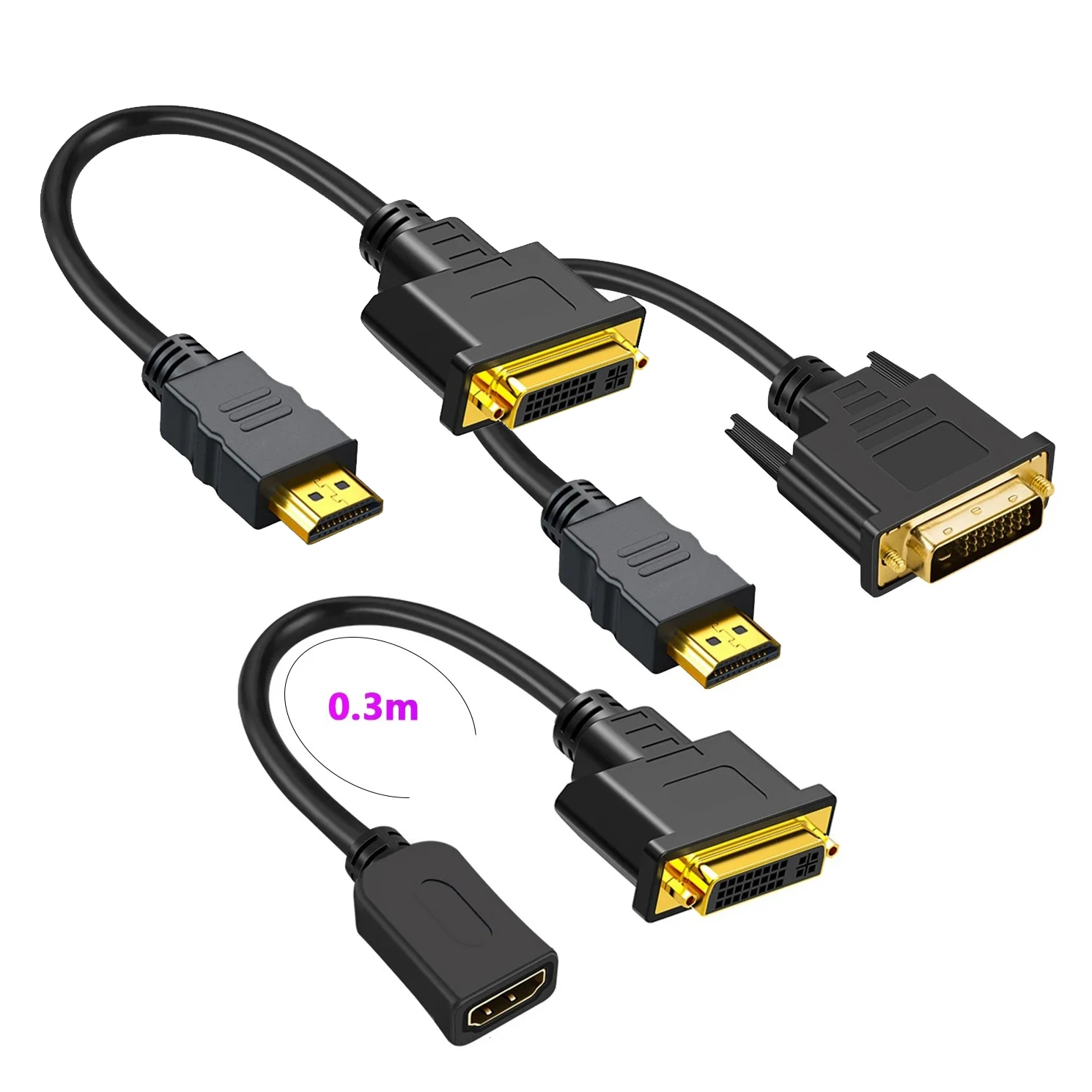 

1080P HD Port to DVI Adapter Bi-Directional DVI 24+1/24+5 Pin to HD Cable Compatible for Xbox PS4/3 PC Graphics Card Monitor