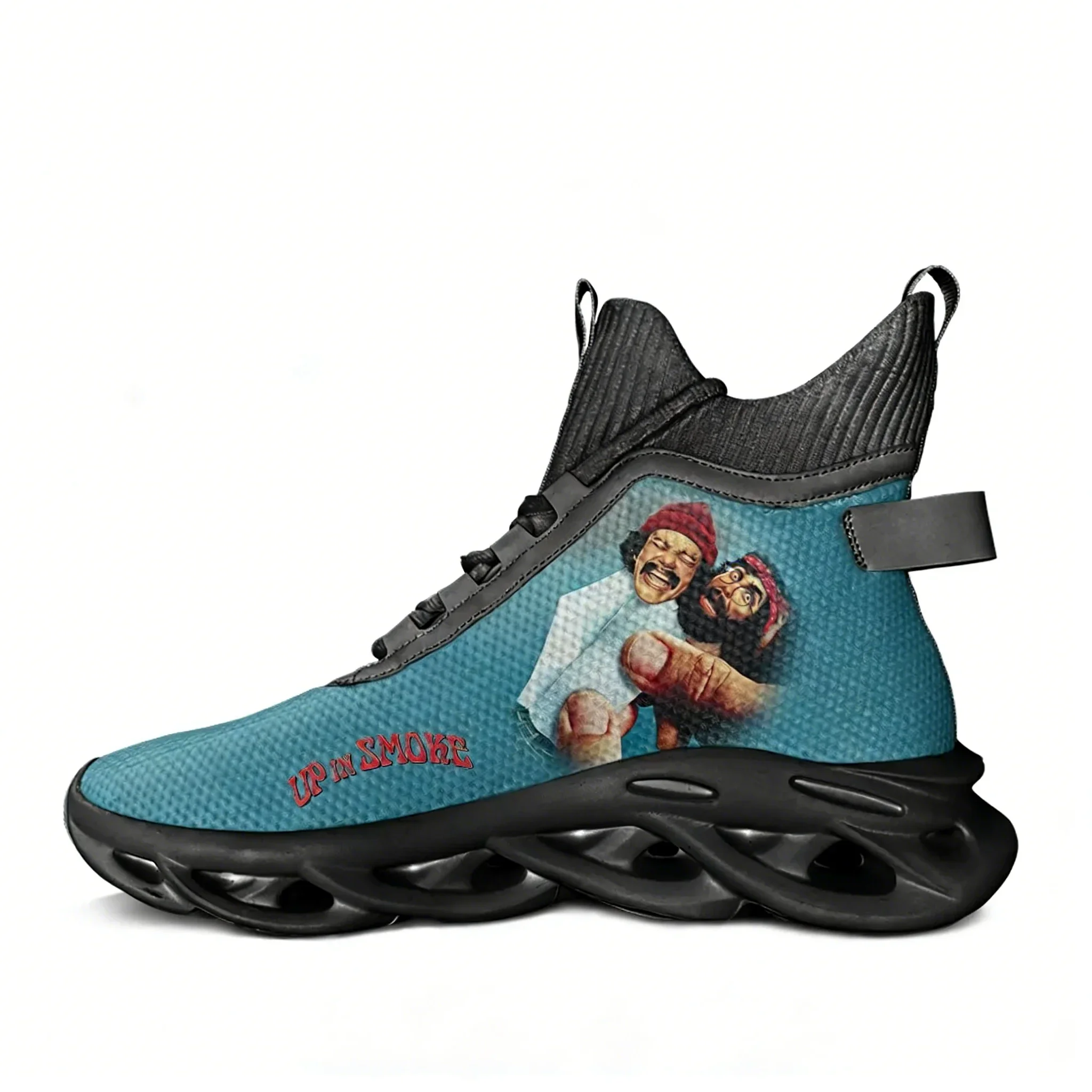 

Кроссовки Up in Smoke High Top Flats: мужские и женские спортивные кроссовки высокого качества, модные кроссовки на шнуровке, сетчатая обувь, индивидуальный дизайн.