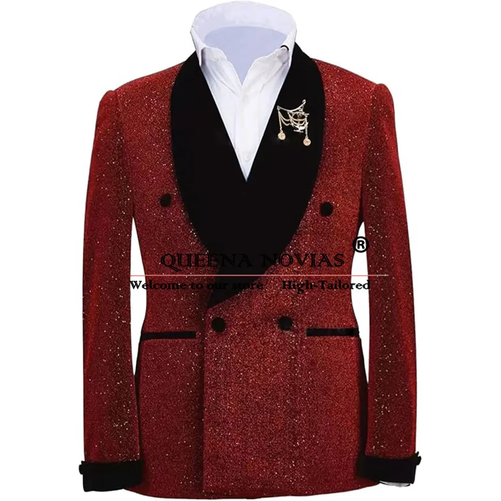 Zwarte Sjaal Revers Jongen Pakken Voor Bruiloft Op Maat Gemaakt Sparkly Relux Jasje Formele Business Banket Prom Blazer Kinderen Smoking