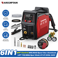 ARCCAPTAIN 6 IN 1 Welding Machine APP Control Professional 205A 240V Spool Gun Aluminum MIG MAG MMA TIG Spot Welding Welder