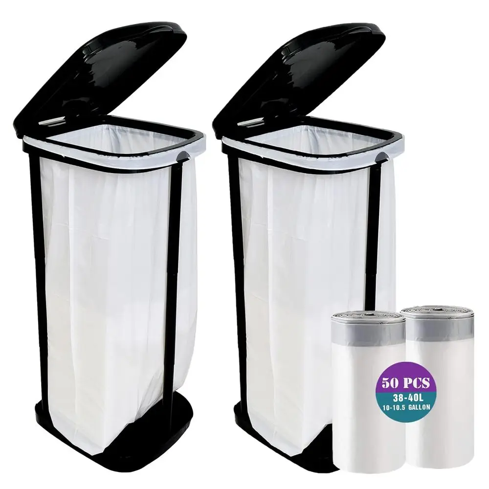 

Collapsible Trash Can with 50 Disposable Bags - Portable Outdoor Waste Bin for Camping, Picnics, RV, and Home Use
