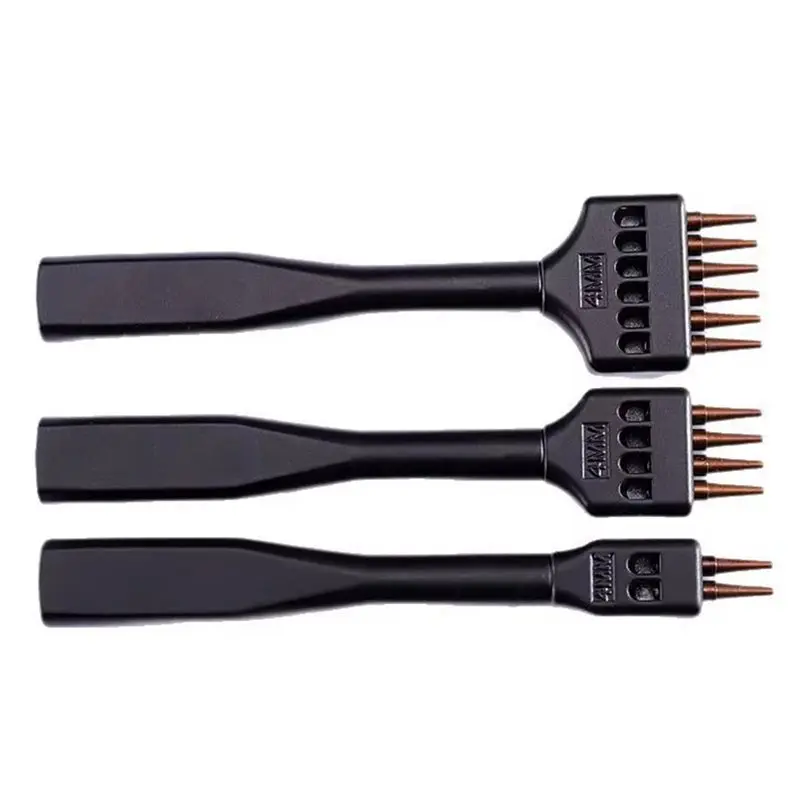 AB33-Round Hole And Stitching Chisel 1.0Mm Steel Leather Punch Set 4-6Mm Spacing Professional Leathercraft Tool Kit
