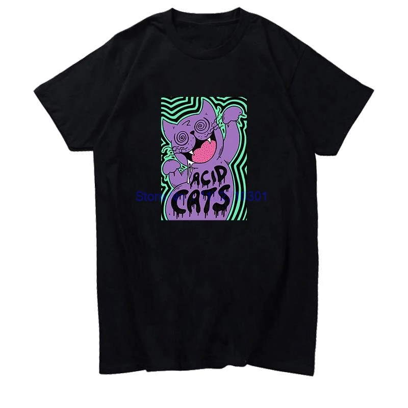 

Acid Cats Модные графические футболки Хлопковые футболки с короткими рукавами Летние топы с круглым вырезом Футболка Новое поступление Товары Мужская футболка с принтом