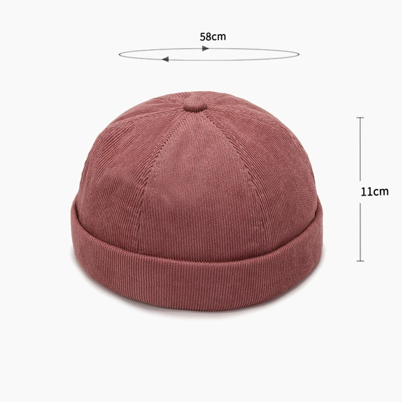 KayCrowne Spring Autumn Retro Men Women Skullcap Hat Docker Sailor Mechanic Brimless Street Hiphop Corduroy Cap Solid Color A395