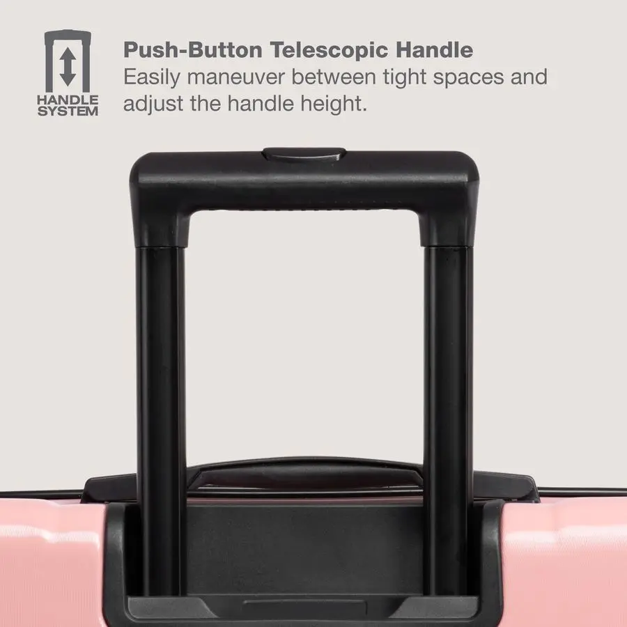 Bagagem Hardside Spinner com alça de alumínio, rosa, Carryon 22 polegadas