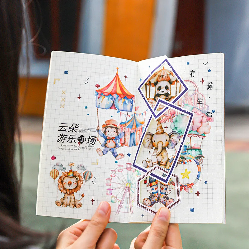 Mr. Paper, Starlight Amusement Park Series PET Stickers Bag , Amusement Park Material Cute Hand Account DIY Decorative Stickers