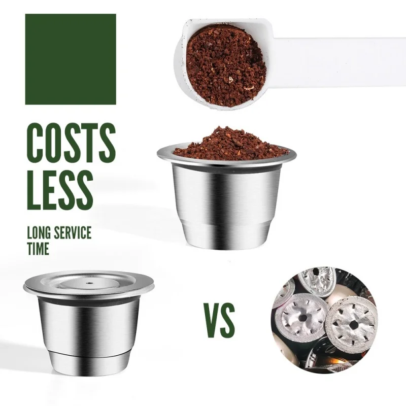 JUSTINLAU 1/2/3PC 304 Stainless Steel Coffee Capsule Reusable DIY Filter Cup Refillable Coffee Capsule Pod for Nespresso Machine