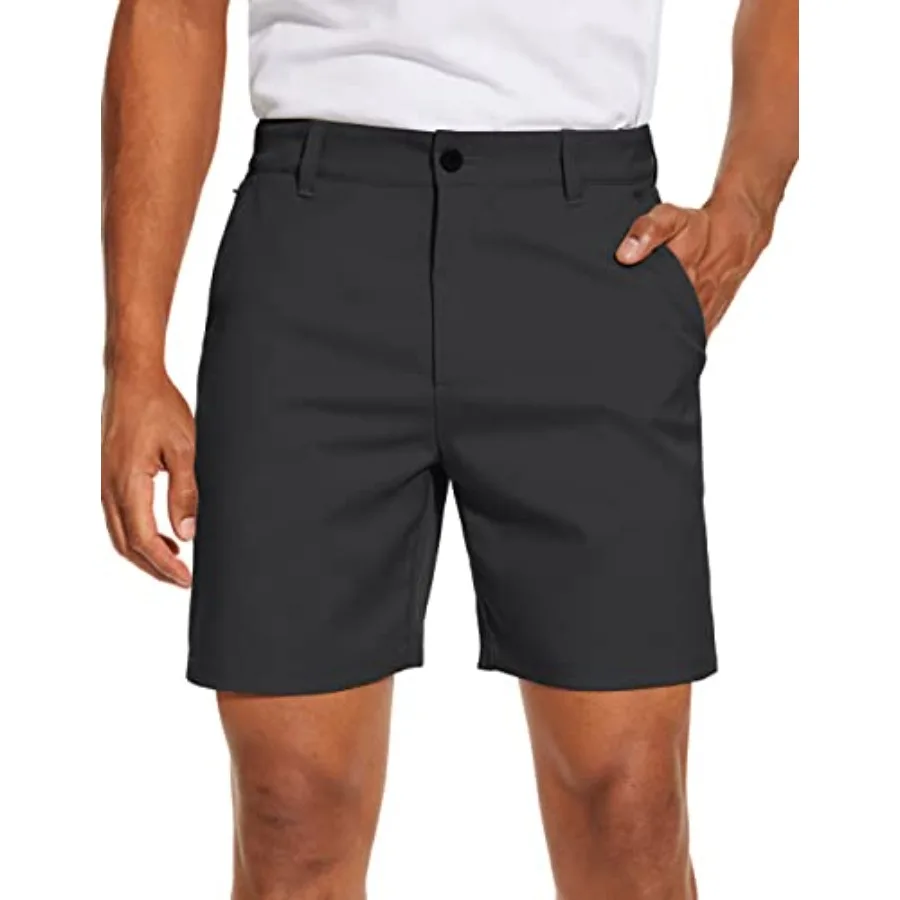 Men's Golf Dress Shorts Flat Front Hybrid Lightweight Quick Dry Chino Casual with Pockets