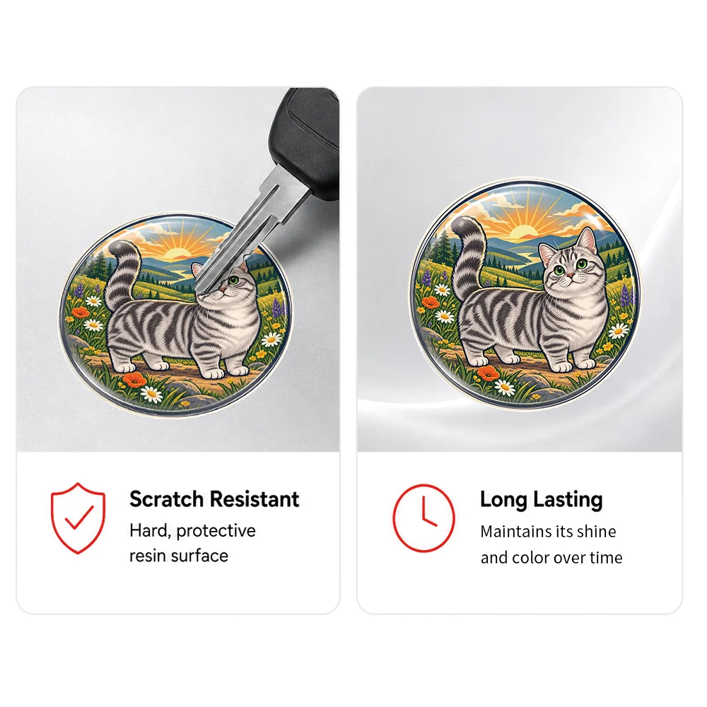 Munchkin Cat 3D Resin Domed Sticker Round Cute Pet Art Waterproof Decal Self Adhesive Emblem for Car Laptop Tumbler Cup Helmet 4