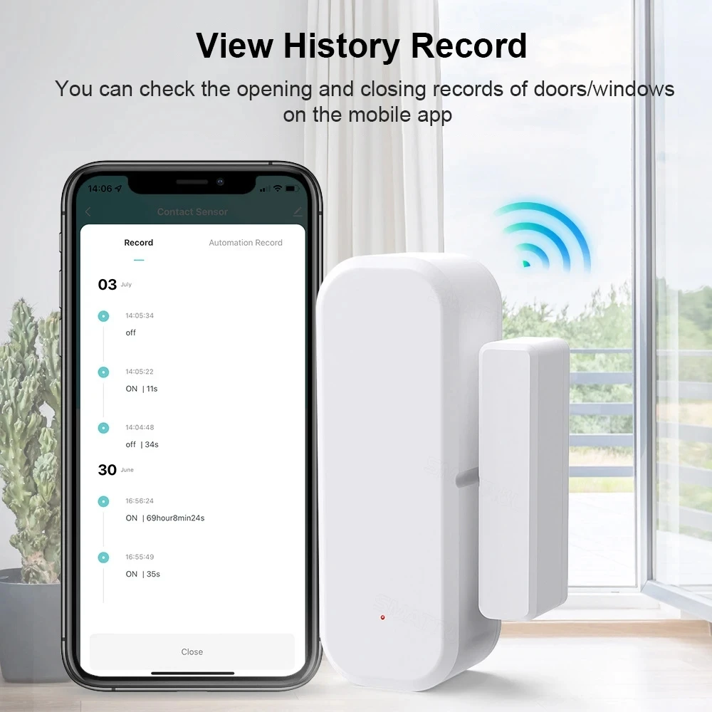 Smart Life App WiFi Zigbee Door Sensor Window Sensor Open/Close Detector Security Protection Alarm Detector Work With Alexa