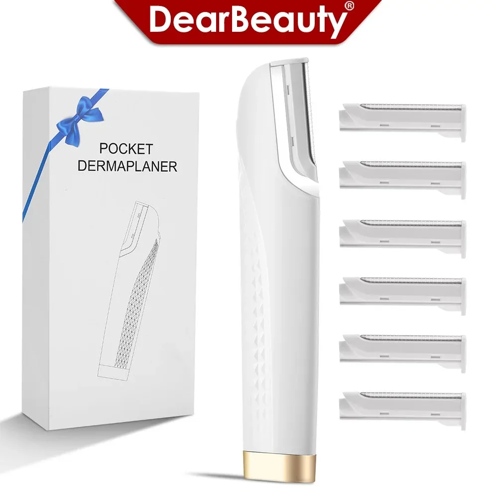 

Женская звуковая дермапланирующая бритва, перезаряжаемая отшелушивающая бритва для лица с 3 скоростями, 6-лезвийный триммер для бровей для гладкой кожи