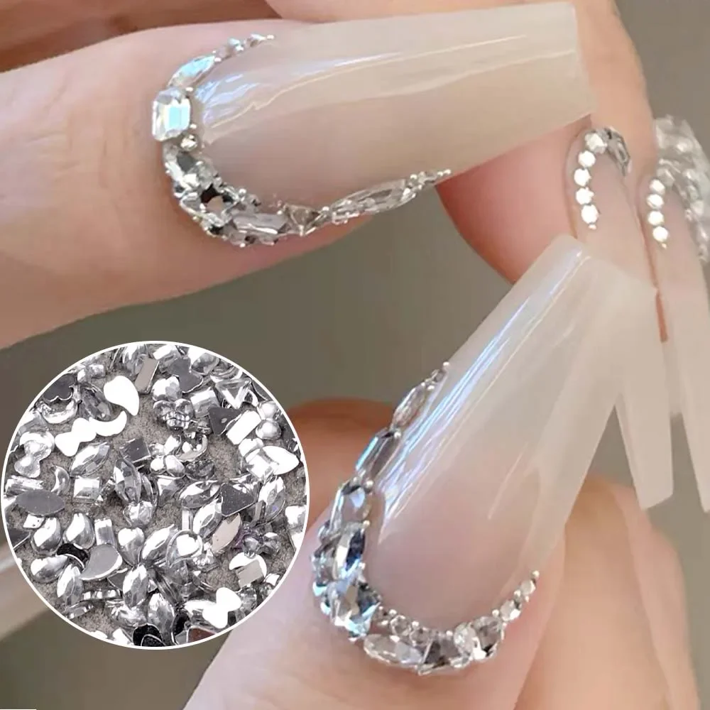 3D Crystal Nails Art Rhinestones Colorful Multi Shape Nail Gems Accessories DIY Jewelry Diamond Manicure Decorations Pendants