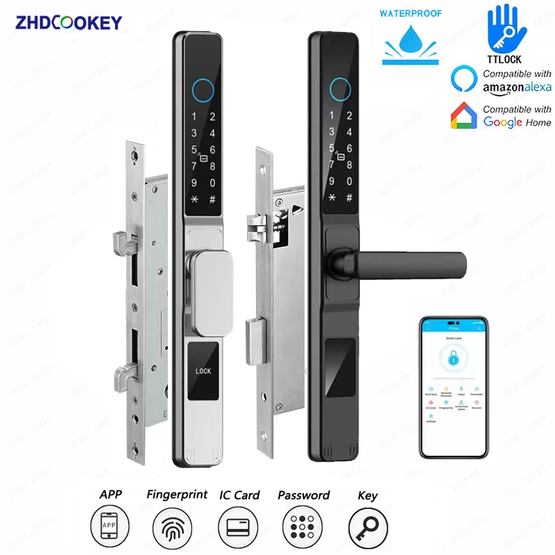 

3.5CM Slim Waterproof TTLock Bluetooth Aluminum Smart Door Lock Fingerprint Password IC Card APP Control Sliding Electronic Lock