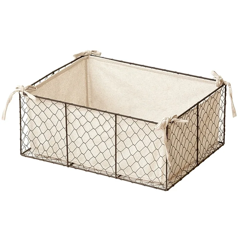 

Large Metal Wire Storage Basket with Cotton Lining