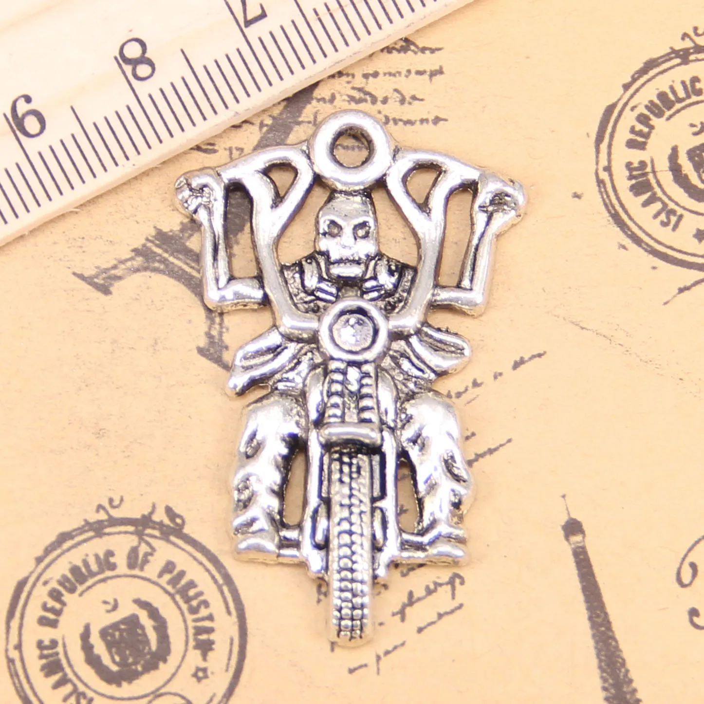 15pcs Jewelry Charms Death Knight Motorcycle 44x28mm Antique Silver Plated Pendants Making DIY Handmade Tibetan Silver Jewelry