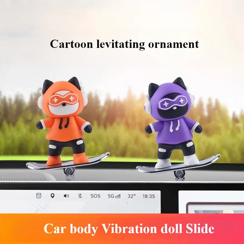 Car skateboard bear decoration center console screen Creative car network celebrity maglev cute bear shake head decoration