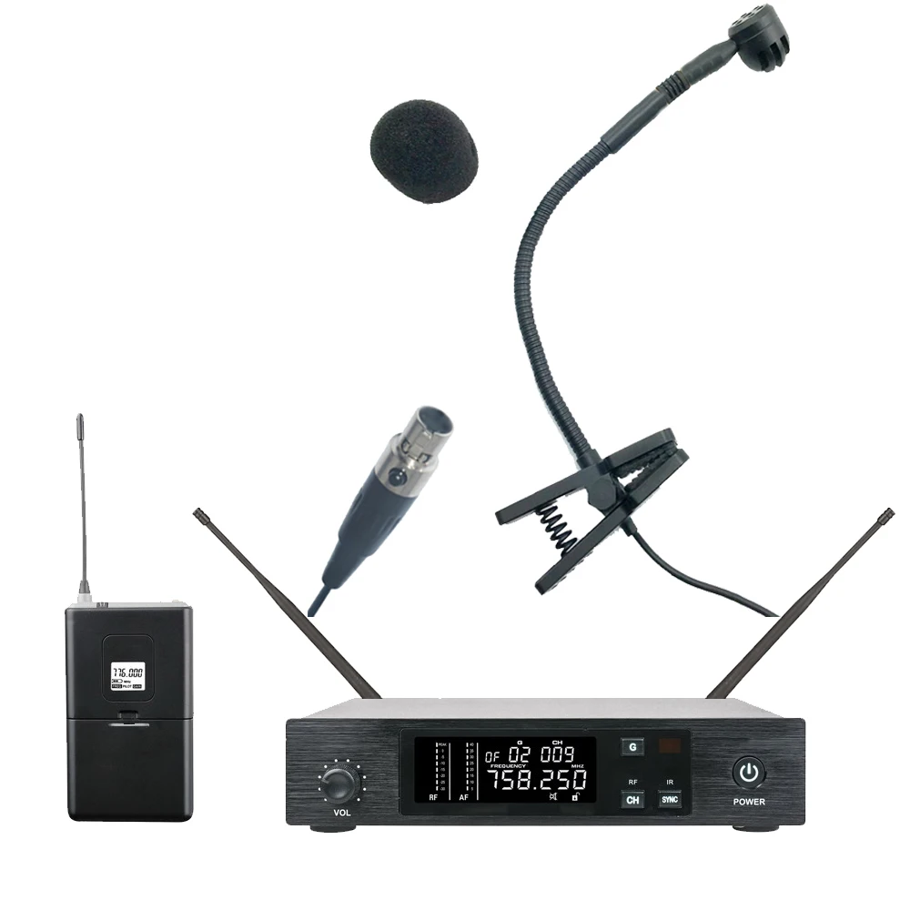 QLX UHF 디지털 무선 악기 카디오이드 마이크 가라오케 무대 성능 구즈넥 악기 Mic MiCWL D100, 카디오이드 마이크로폰
