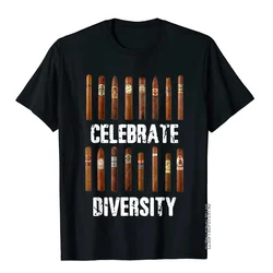 Celebrate Diversity Smoke Cigars T-Shirt Cigar Smoking Shirt High StreetCamisa Tops Shirt Retro Cotton Mens T Shirts