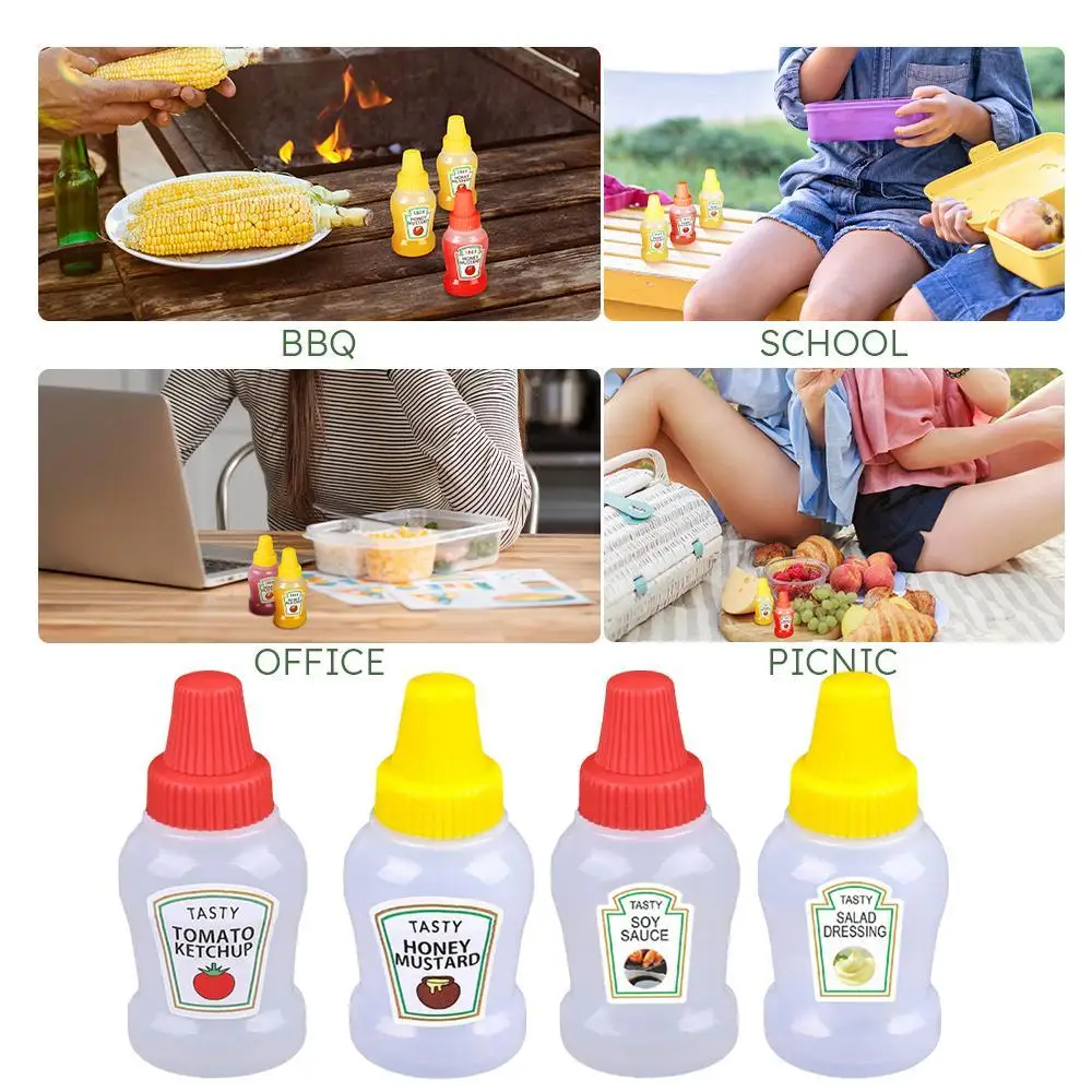 2/4pcs Mini Lunch Bento Scatola di Salsa di Soia Food Grade Mini Pomodoro con Salsa Condimento Contagocce Insalata Dispenser di Plastica bottiglia T3G5