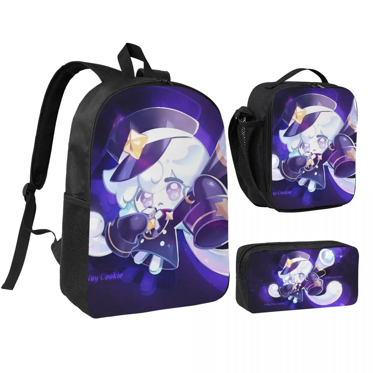 Milky Way Cookie Run Kingdom Game Backpack Boys Girls BookBag School Bag Shoulder Bags 3ps Insulated Lunch Bag Pencil Case