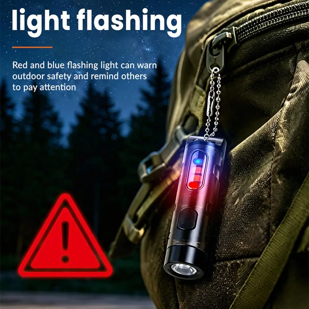 Mini LED Flashlight USB Rechargeable Portable Keychain Light Multifunctional Torch Emergency Pocket Light For Outdoor Camping