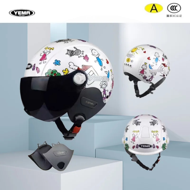 Kids Safety Helmet 3C Certified Pony New National Standard Electric Bicycle Half Shell Cartoon