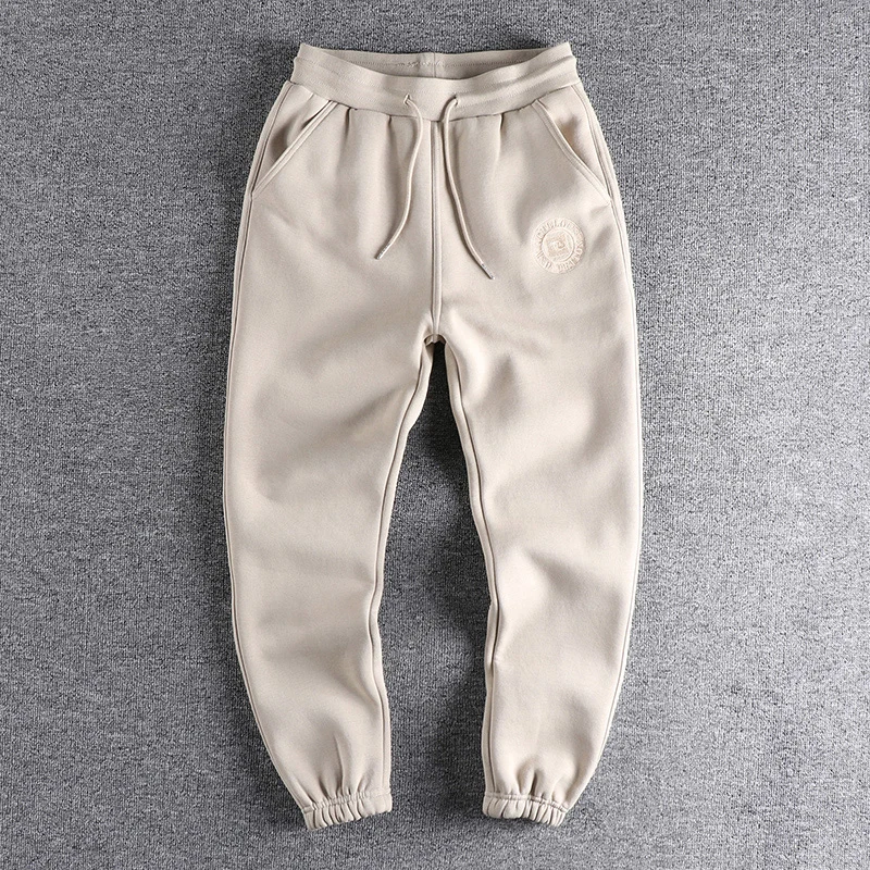 

American Style Casual Embroidered Fleece Lined Thickened Washed Comfortable Warm Long Pants Sports Harlan Pants for Men
