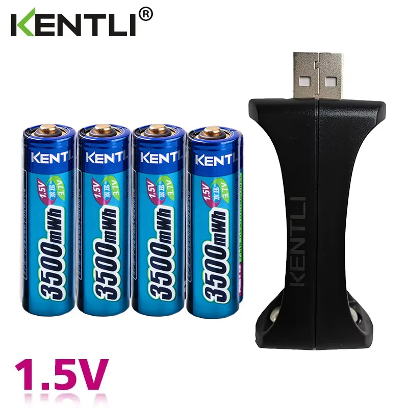 

1.5V KENTLI Battery AA AAA Rechargeable 1180mWh 3500mWh Rechargeable Batteries & 2 slots Li-ion Charger For Toys