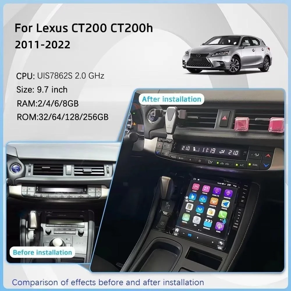 Carplay أندرويد 14 شاشة تعمل باللمس لكزس CT200 CT200H CT 2011-2022 راديو السيارة مشغل وسائط متعددة لتحديد المواقع والملاحة ستيريو DSP رئيس #3