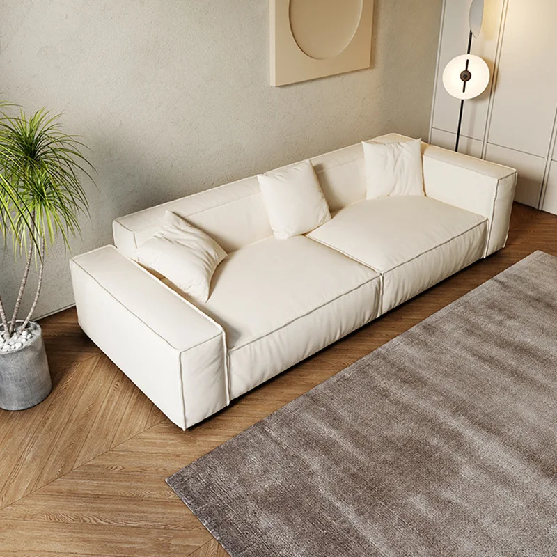 

//Italian Minimalist Cube Leather Sofa Fully Assembled High Density Foam Ergonomic Design For Living Room Apartment Hotel
