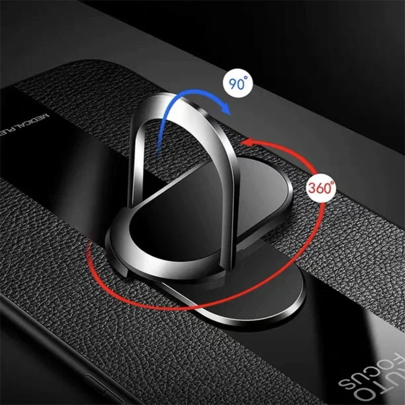 プレキシガラス Pu レザーケースポコ F7 X7 プロ F7 ウルトラ Redmi ターボ 4 プロ磁気金属リングスタンド耐衝撃保護バックカバー