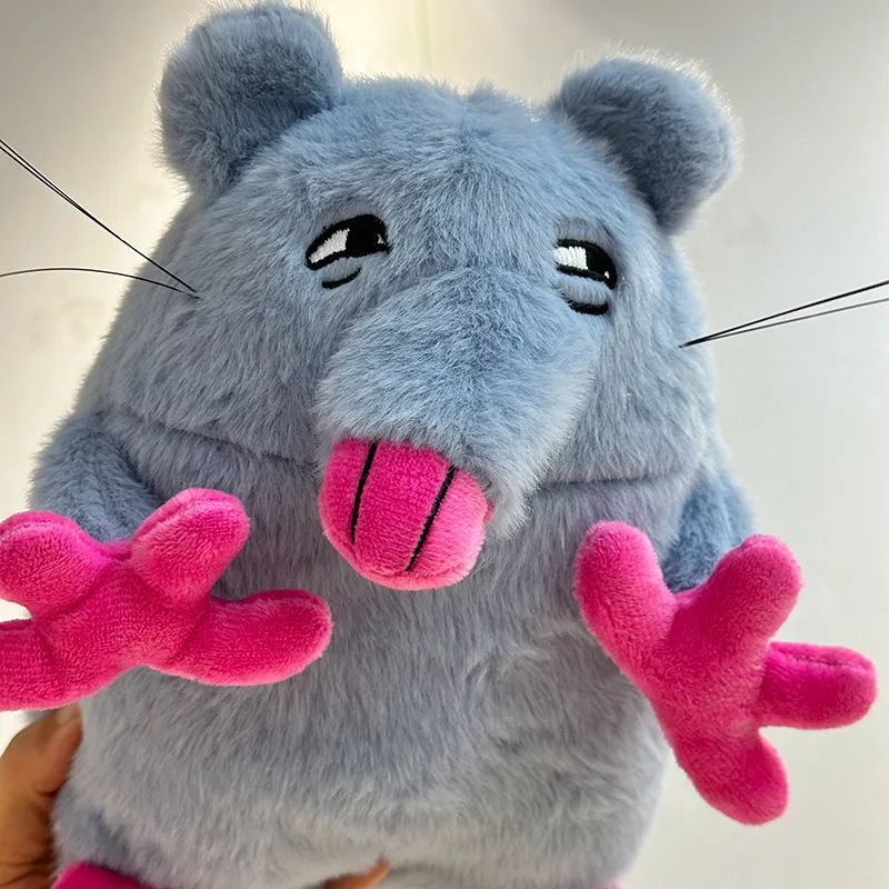 Funny Sleazy Expression Blue Rat Brick Stuffed Animals Plush Mouse Doll toys for Boy Birthday Gift Trick Dolls