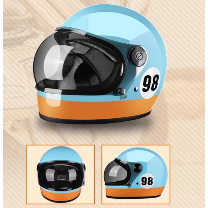 High strength fiberglass classic retro bubble full face helmet, For Harley Retro Cruising Motorcycle Protective Helmet AMZ 959
