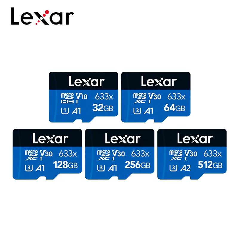 Original Lexar 633x Micro SD Card 512GB 256GB 128GB 64GB 32GB A2 Memory Card Read Up to 100MB/s A1 MicroSDHC MicroSDXC TF Card