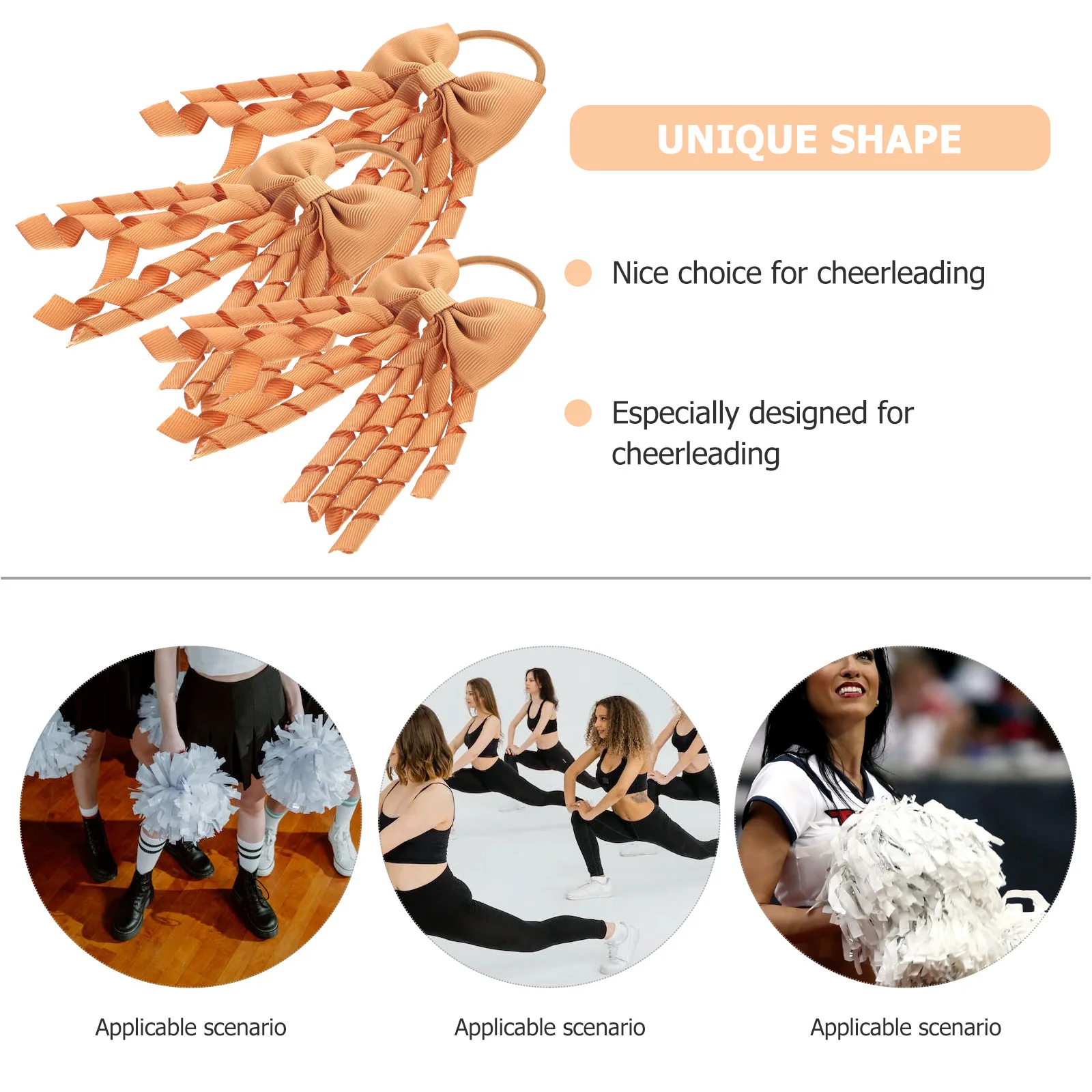 

3 Pcs Girl Hair Accessories Bow for Girls Rubber Band Ribbons Bows Uniform Khaki Cheer Cheerleaders Clip Child