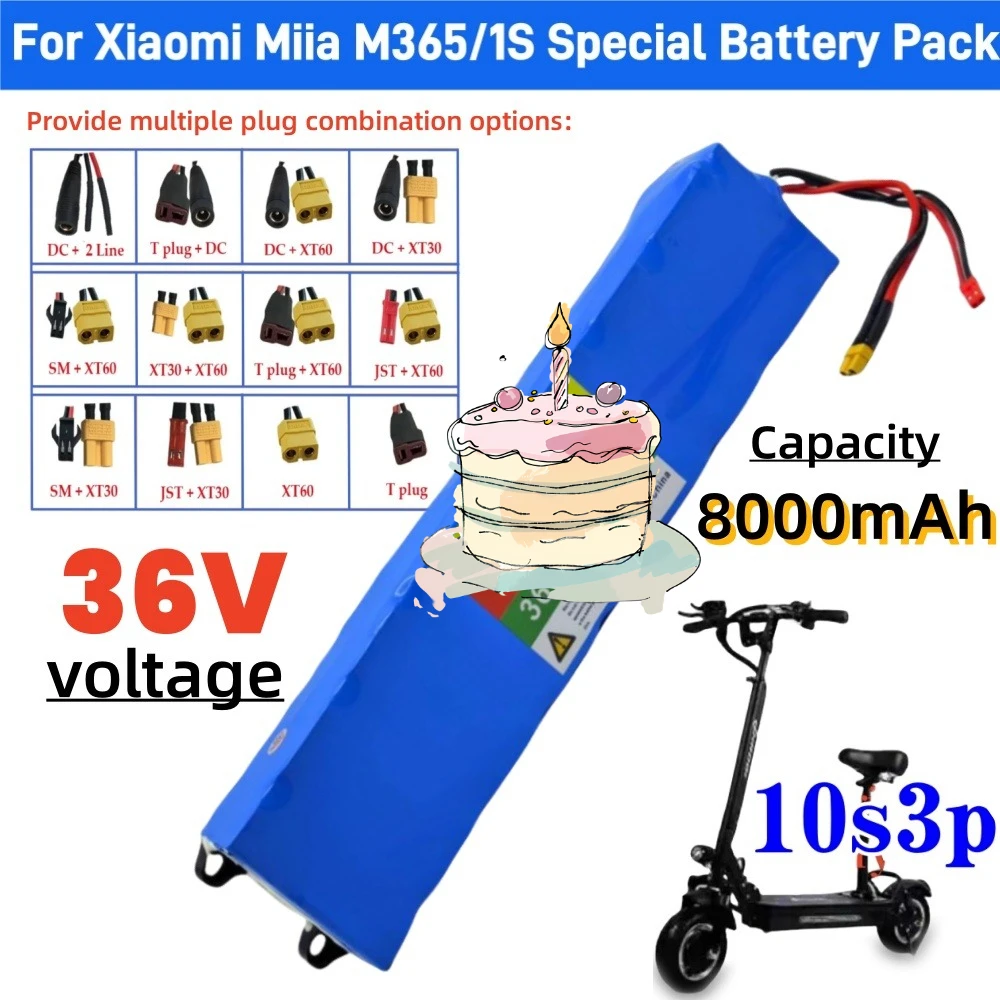 

2026 New 10S3P 36V 8.0Ah Li-ion Rechargeable Battery 8000mAh For Xiaomi M365/1S 36V Electric Scooter Special Battery