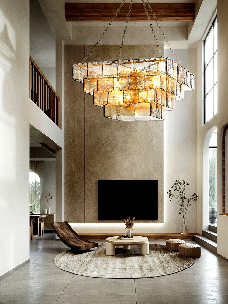 

Clear Glass Big Classical Pendant Lights High Ceiling Home Decor LED Chandelier Lustres Living Room Hall Vintage Hanging Lamp