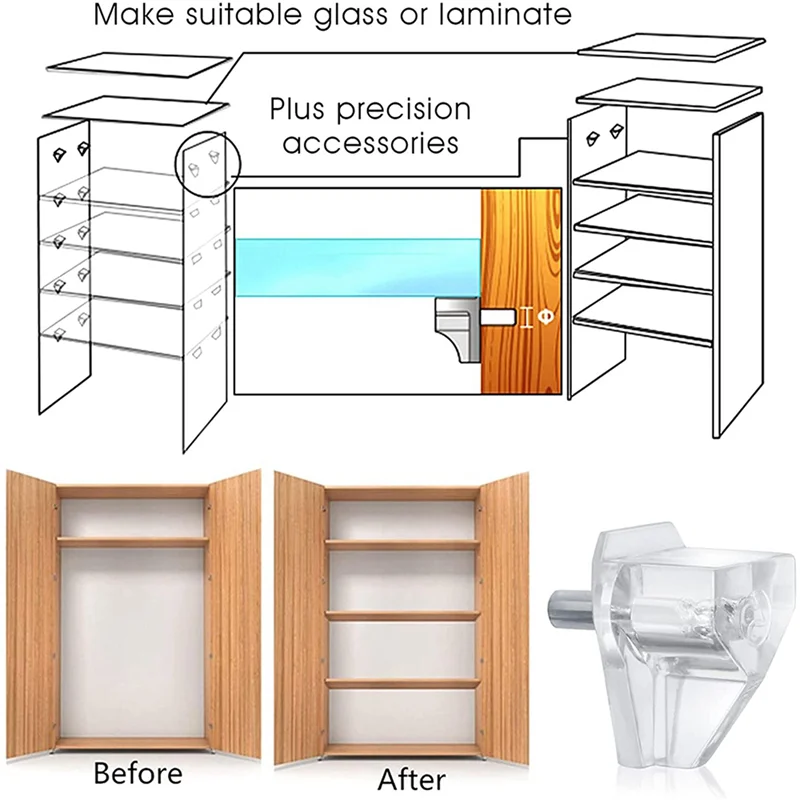 

100 Pieces 3 Mm Shelf Pins Clear Support Pegs Cabinet Shelf Pegs Clips Shelf Support Holder Pegs For Kitchen Furniture-ABQU