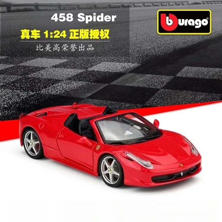 

Bburago 1:24 458 Spider Blue Red Sport Car Red Static Simulation Diecast Alloy Model Car Adult Collection