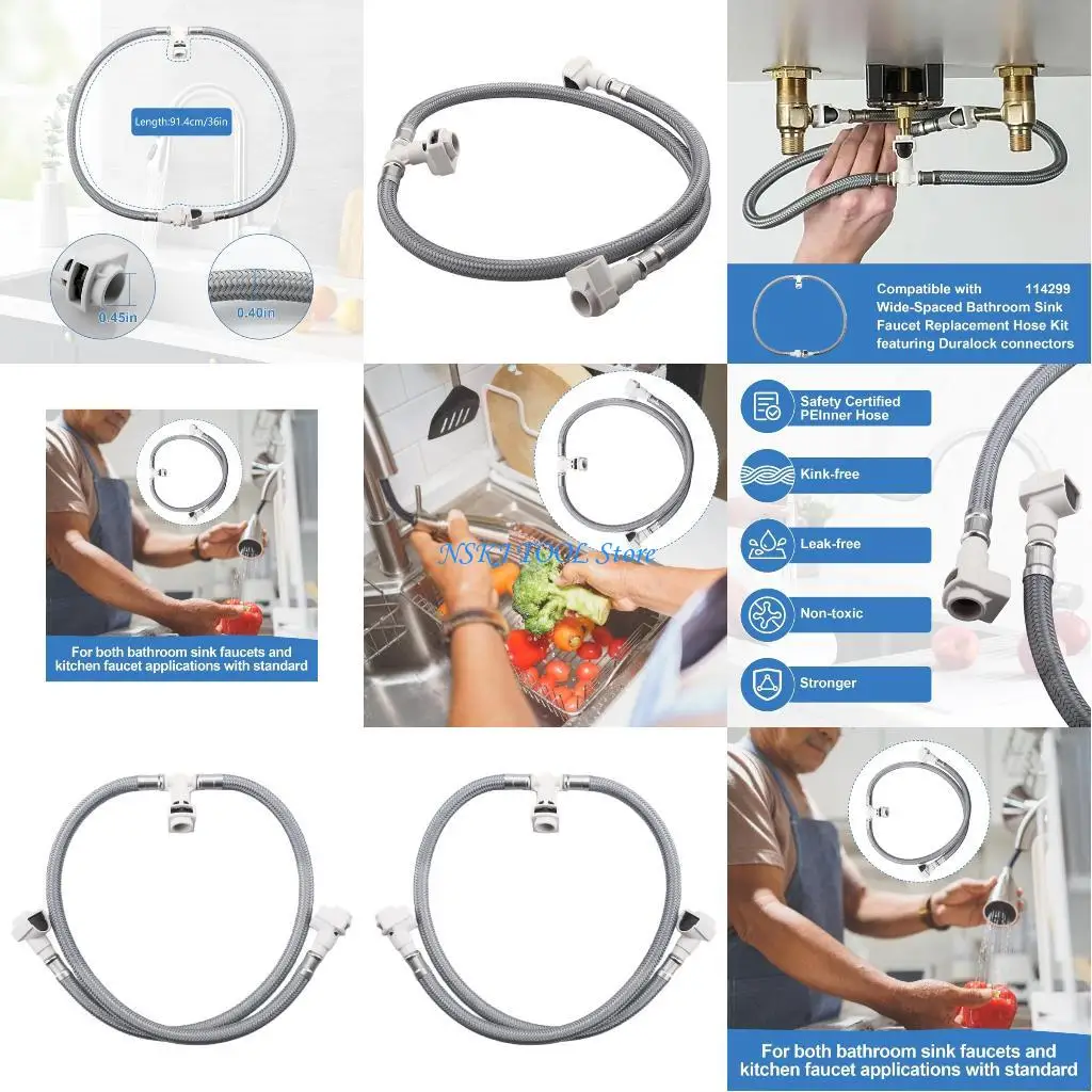 

L8RC Universal Replacement Hose Kits 114299 Faucet Quick Connecting Hose with for Multiple Sink Faucet Types