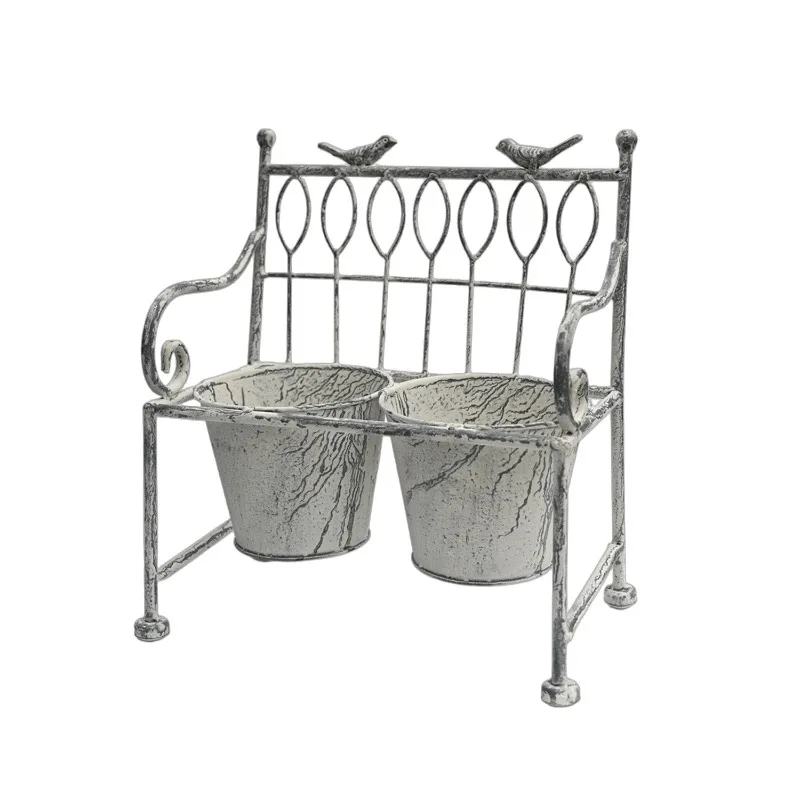Wrought iron flower pot seat integrated French courtyard balcony garden decorative flower pot frame