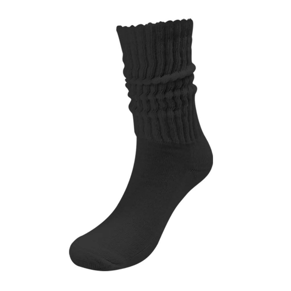 New Cotton Slouch Socks for Women Scrunch Loose Stacked Chunky Solid Four Seasons Sport Middle Tube Socks High School Girls Sock