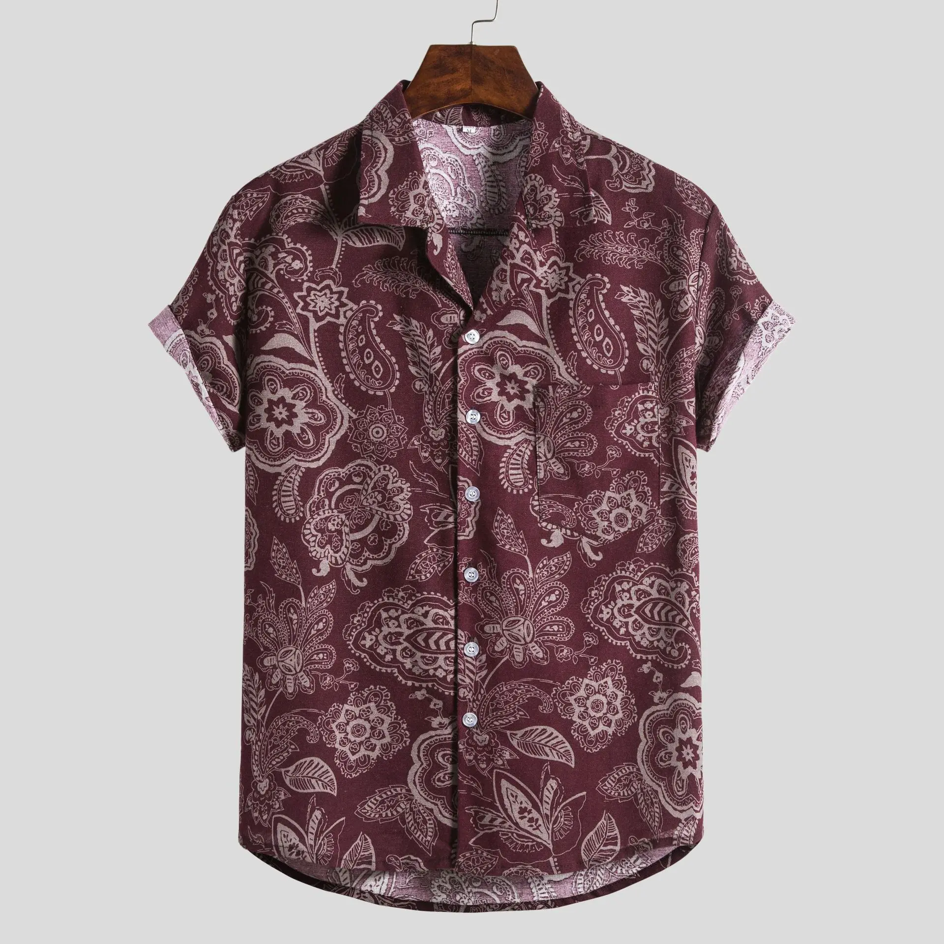 Loose Men's ort Sve Printed irt Casual Summer Faion Big Size Men's irt American Sle Thin Material No Ironing Needed