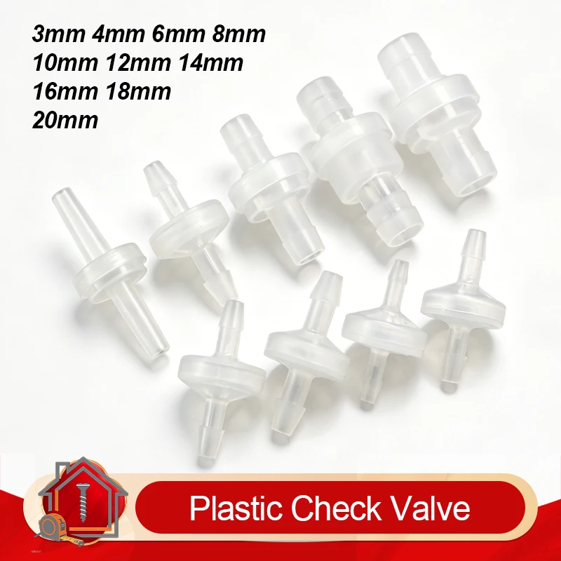 2/5/10pcs Plastic One Way Inline Check Valve 3/4/6/8/10/12/14/16/18/20mm for Fuel Gas Liquid Water