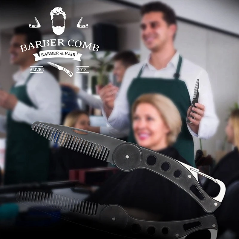 Składany grzebień składany kieszonkowy klips do włosów wąsy grzebień do brody moda mężczyzna kobiet szczotka do włosów grzebień kieszonkowy