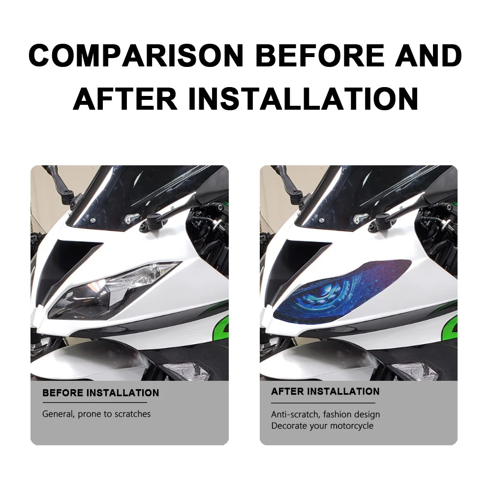 Headlight Sticker Waterproof Motorcycle Decals PVC Stickers for Kawasaki ZX6R ZX 6R Ninja ZX-6R 2009 2010 2011 2012 Accessories